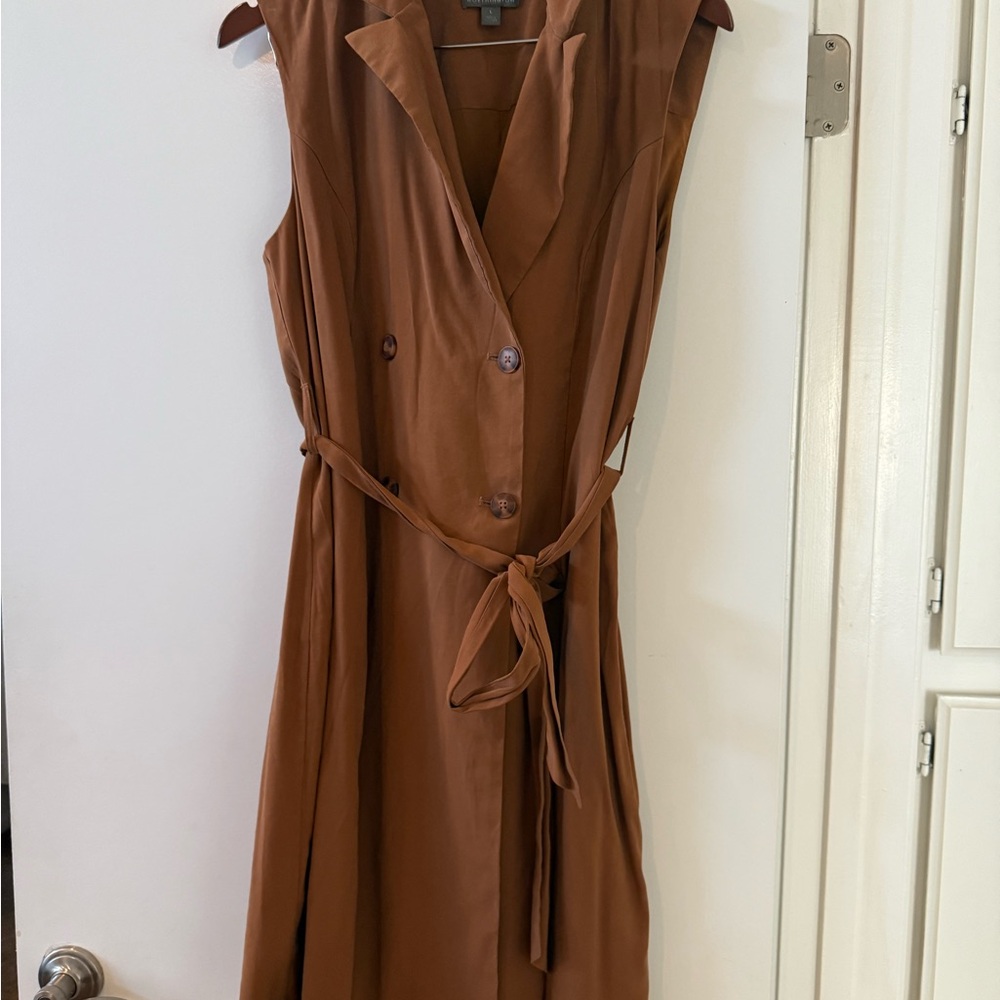 Worthington Double-Breasted Brown Midi Dress